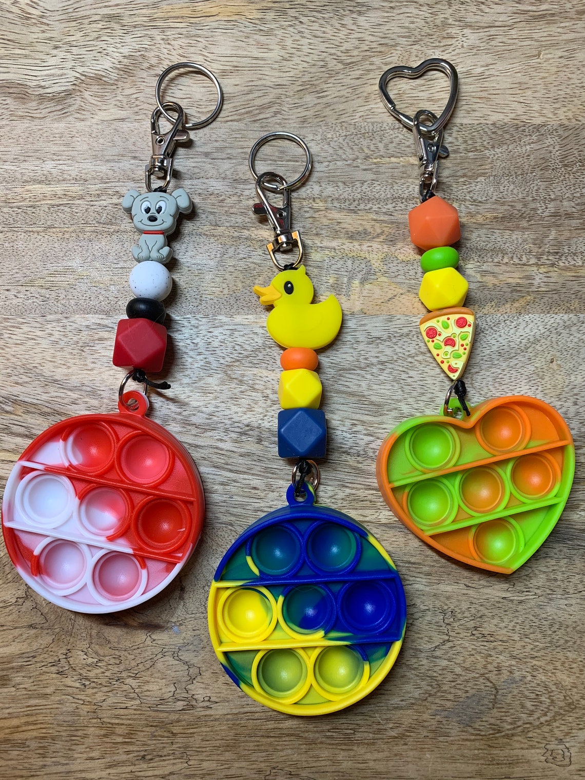 Pop it fidget key chain sensory fidget silicone fidget toy Etsy