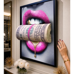 3D Wall Art Pink Money Lips Sculpture | Pop Art Wall Sculpture | Modern Home Decor