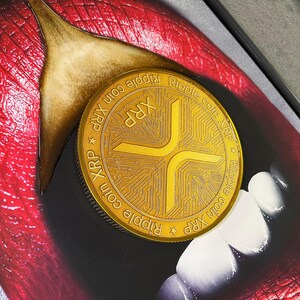 3D Sculpture Melting XRP Coin Lips by Peter Perlegas image 7