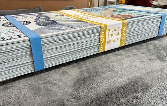 3D Giant Sculpture BIG MONEY STACK brick (new 100 bill) by Peter Perlegas