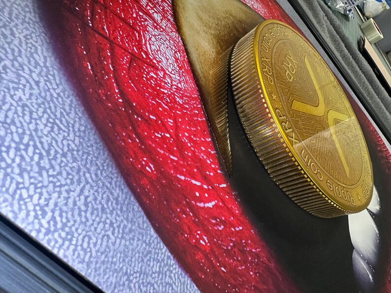 3D Sculpture Melting XRP Coin Lips by Peter Perlegas image 8