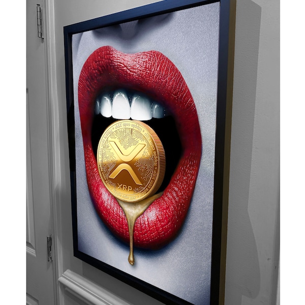 3D Sculpture Melting XRP Coin Lips by Peter Perlegas