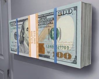 3D Giant Sculpture BIG MONEY STACK brick (new 100 bill)