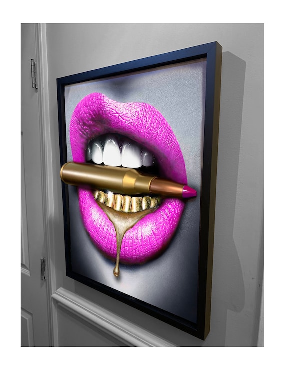 3D Sculpture Bite the Bullet PINK Lips