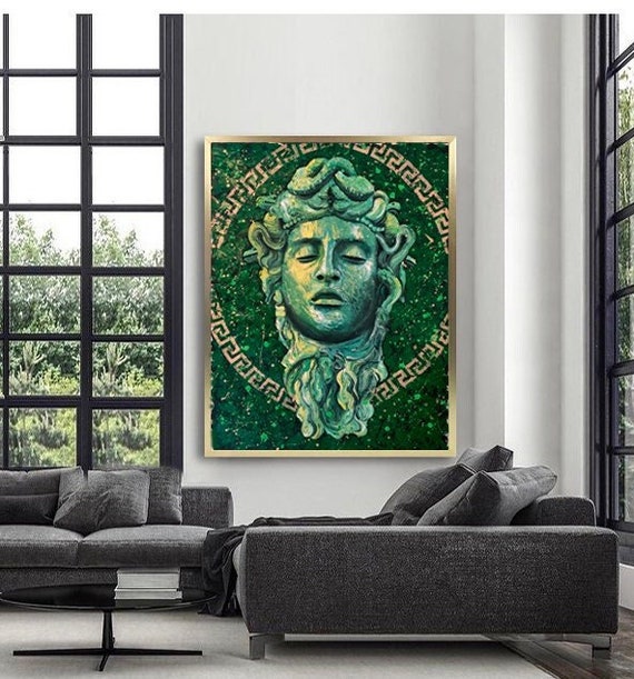 Medusa Gorgon Emerald Green Ancient Greek Original Oil | Etsy