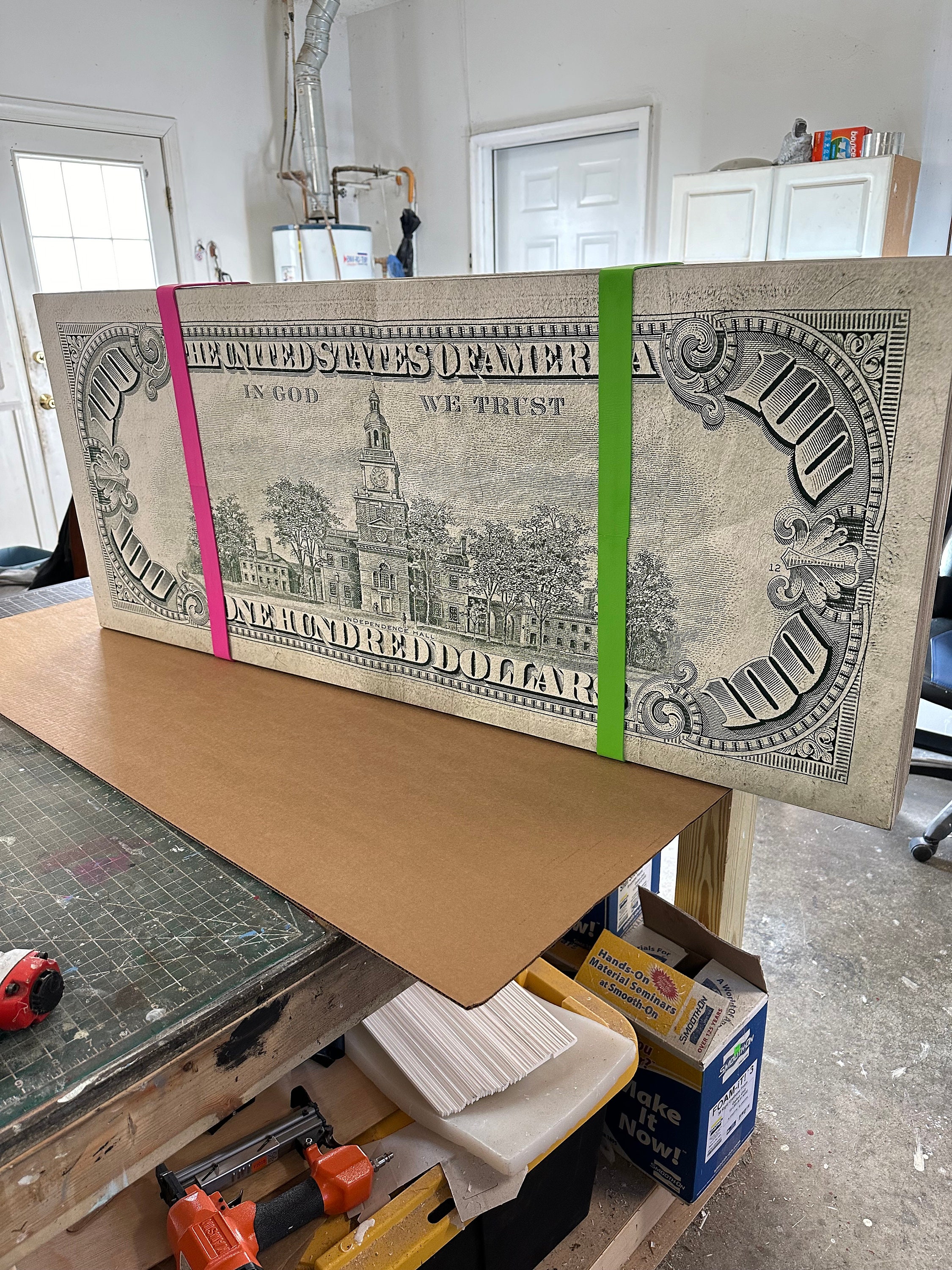 巨大な3Dマネースタック彫刻 80年代のヴィンテージ100ドル紙幣 - Etsy 日本