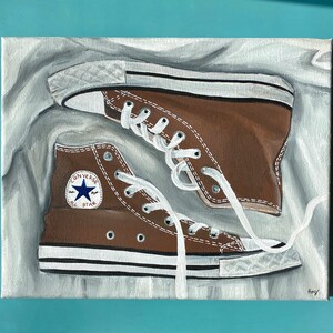 8x10 Acrylic Brown Converse Shoe Painting - Etsy 8x10 Acrylic Brown Converse Shoe Painting - Etsy