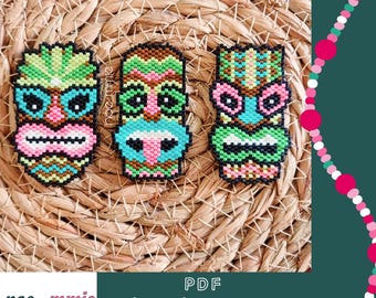 Miyuki Beaded Tiki Patterns - Digital PDF Brickstitch Weaving Pattern - Tropical DIY