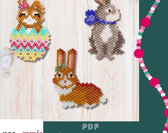 Miyuki Bead Bunny Pattern Pack - Digital PDF Pattern for Brick Stitch Weaving - DIY Easter
