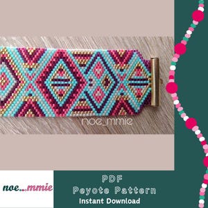 Colorful Geometric Cuff Pattern in Miyuki Beads - Peyote Weaving PDF Digital Pattern - DIY Jewelry & Bracelet