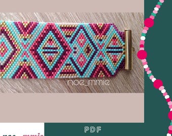 Colorful Geometric Cuff Pattern in Miyuki Beads - Peyote Weaving PDF Digital Pattern - DIY Jewelry & Bracelet