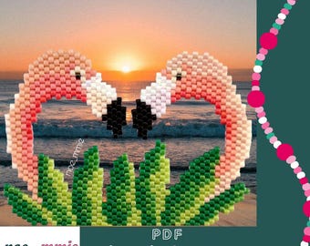 Miyuki Beaded Flamingo Couple Pattern - Digital PDF Brickstitch Weaving Pattern - DIY Nature & Birds