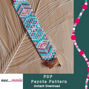 Geometric Summer Cuff Pattern in Miyuki Beads - Digital PDF Peyote Weaving Pattern - DIY Summer Jewelry & Bracelet