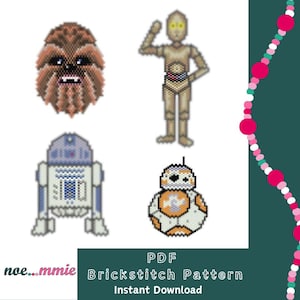 Star Wars Miyuki Bead Pattern Pack - Digital PDF Brickstitch Weaving Pattern - DIY BB8, C3P0, R2D2, Chewbacca