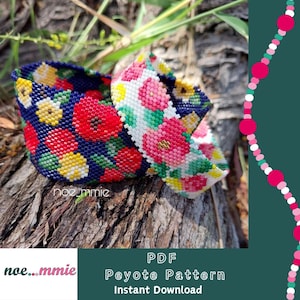 Miyuki Beaded Wildflower Cuff Pattern - Circular Peyote Weaving PDF Digital Pattern - DIY Jewelry & Bracelet