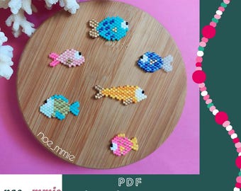 Pack of Small Fish in Miyuki Beads - Digital PDF Pattern Brickstitch Weaving - DIY ocean & jewelry