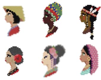 Diagram brickstitch pack women of the world/ Miyuki pattern woman of the world