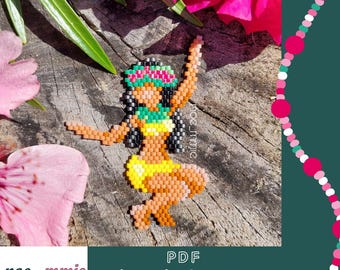 Miyuki Beaded Vahiné Dancer Pattern - Digital PDF Brickstitch Weaving Pattern - Tropical DIY