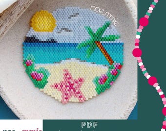 Paradise Beach Pattern in Miyuki Beads - Digital PDF Brickstitch Weaving Pattern - Tropical DIY