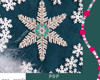 Pack of 4 Large Christmas Snowflakes in Miyuki Beads - Digital PDF Pattern for Brick Stitch Weaving - DIY Christmas & Winter