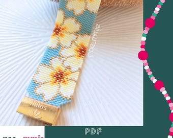 Miyuki Beaded Primrose Flower Cuff Pattern - Peyote Weaving PDF Digital Pattern - DIY Spring Jewelry & Bracelet