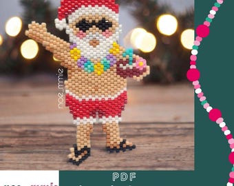 Tropisch Kerstmanpatroon in Miyuki-kralen - Digitaal PDF Brickstitch-weefpatroon - DIY Kerstmis