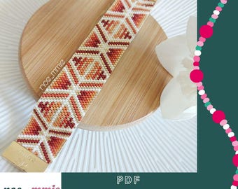 Terracotta Geometric Cuff Pattern in Miyuki Beads - Peyote Weaving Digital PDF Pattern - DIY Jewelry & Bracelet