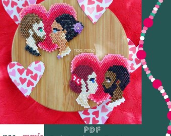 "Les Amoureux" Pattern in Miyuki Beads (4 versions) - Digital PDF Pattern for Brickstitch Weaving - DIY Valentine's Day