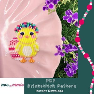 Motif Poussin en Perles Miyuki - Patron Digital PDF Tissage Peyote ou Brickstitch – DIY Pâques