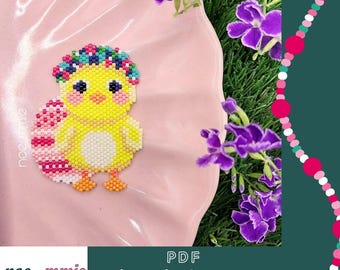 Chick Design in Miyuki Beads - Digital PDF Pattern for Peyote or Brick Stitch – Easter DIY