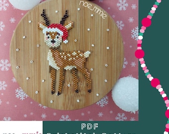 Christmas Reindeer Motif in Miyuki Beads - Digital PDF Pattern for Brick Stitch Weaving – DIY Holiday Project