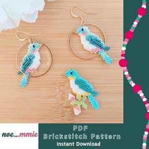Miyuki Beaded Spring Bird Pattern - Digital PDF Brickstitch Weaving Pattern - DIY Nature & Jewelry