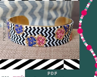 Miyuki Beaded Hydrangea Flower Cuff Pattern - Peyote Weaving PDF Digital Pattern - DIY Jewelry & Bracelet