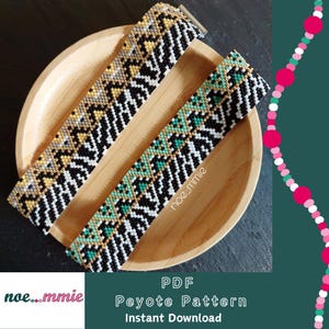 Geometric Zebra Cuff Pattern in Miyuki Beads - Peyote Weaving PDF Digital Pattern - DIY Jewelry & Bracelet