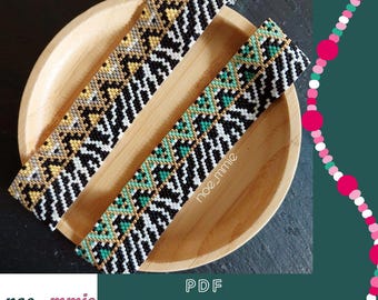 Geometric Zebra Cuff Pattern in Miyuki Beads - Peyote Weaving PDF Digital Pattern - DIY Jewelry & Bracelet