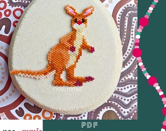 Kangaroo Motifs in Miyuki Beads - Digital PDF Pattern Brick Stitch Weaving - DIY Australian Animal
