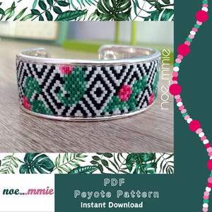Geometric Jungle Cuff Pattern in Miyuki Beads - Peyote Weaving PDF Digital Pattern - DIY Jewelry & Bracelet