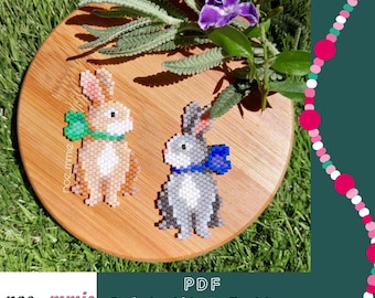 Miyuki Beaded Rabbit Pattern - Digital PDF Brickstitch Weaving Pattern - DIY Easter