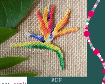 Miyuki Beaded Bird of Paradise Pattern - Digital PDF Brickstitch Weaving Pattern - DIY Tropical Flower