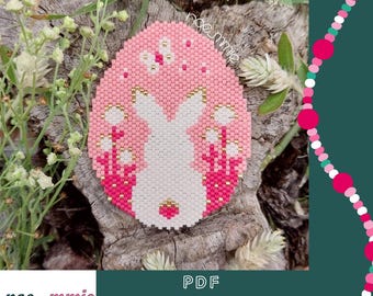 Miyuki Beaded Egg with Bunny Pattern - Digital PDF Pattern Peyote Weaving or Brickstitch - DIY Easter