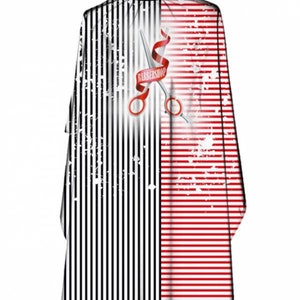 XL Barber Gown Salon Cape Hair Cut Cover  Hairdresser Gown/Cape - Black & Red Scissor  Style