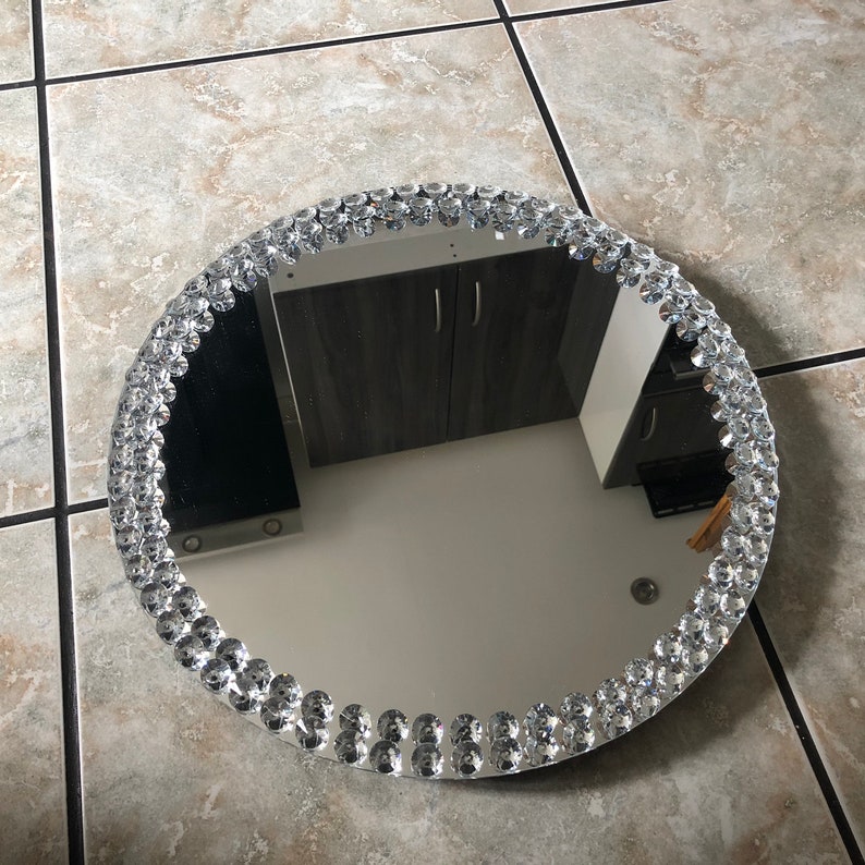 Round Glass Mirror Centerpiece Spinning Turn Table Tray Etsy UK