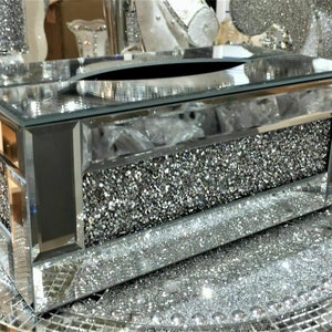 Silver Crushed Diamond Diamante Crystal Filled Tissue Box Holder Container Decoration Storage Home decor Gift New Sparkle Bling