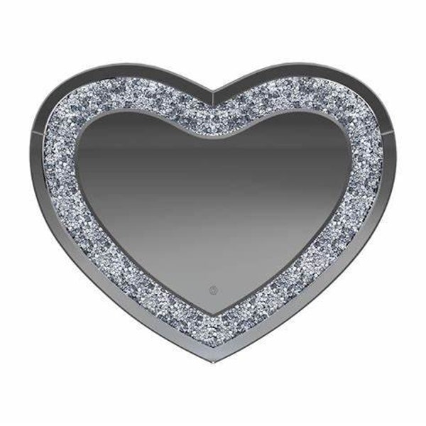 Argent coeur lumière LED amour miroir verre tenture murale art plaque diamant concassé strass rempli de cristal nouveau cadeau décoration de la maison décor