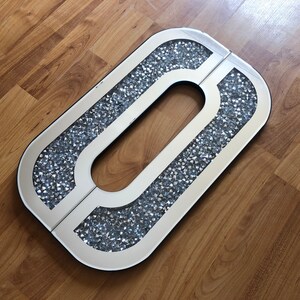 O Initials Letter Silver Mirror Glass Sign Wall Hanging Art Plaque Crushed Diamond Crystal filled New Gift Home Decoration