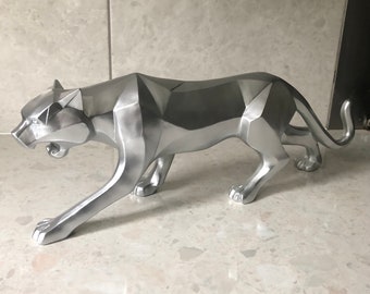 Silver Jaguar Panther Leopard Lioness Table Shelf Animal Figurine Home Decor Designer Ornament House Decoration Gift