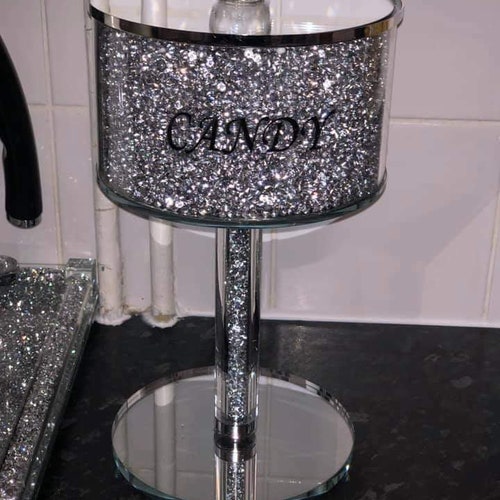 Sparkly Crushed Diamond Crystal Filled Bling Fruit Bowl Kitchen Dining