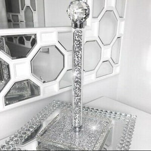 Crushed Diamond Silber Kristall gefüllt Küchenrollenhalter 32cm Strass Bling 