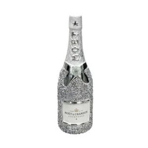 Stunning Figurine Silver Crushed Diamond Champagne Bottle Crystal Ornament Home Decor Gift Diamante