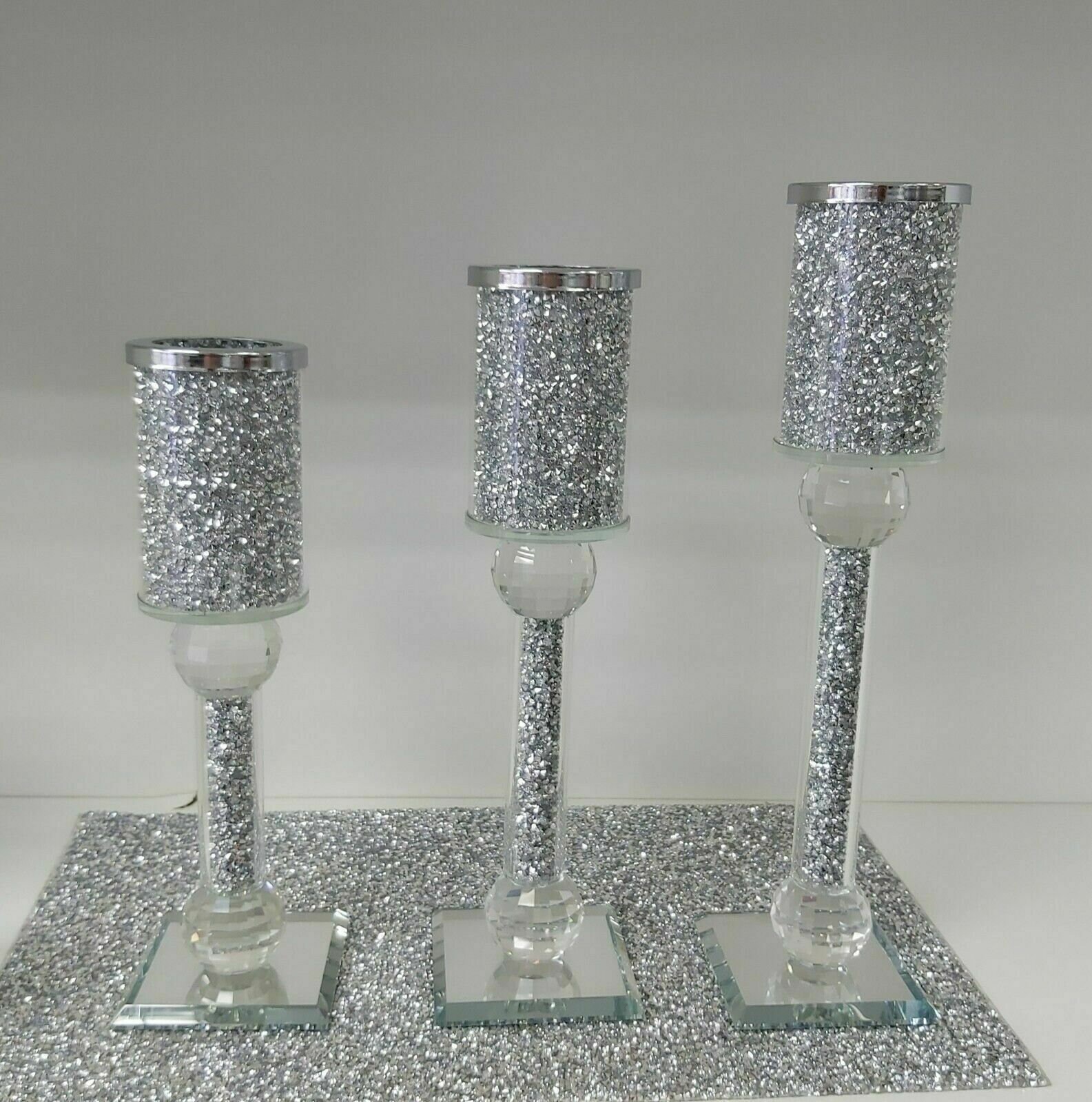 Candle & Tea Light Holders Home Home Decor Crushed Diamond 3 Candle Holder Faceted Balls Sparkly
